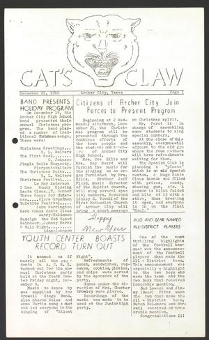 Primary view of object titled 'Cat's Claw (Archer City, Tex.), Vol. 19, No. 6, Ed. 1 Wednesday, December 21, 1960'.