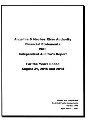 Primary view of object titled 'Angelina & Neches River Authority Annual Financial Report: 2014 and 2015'.