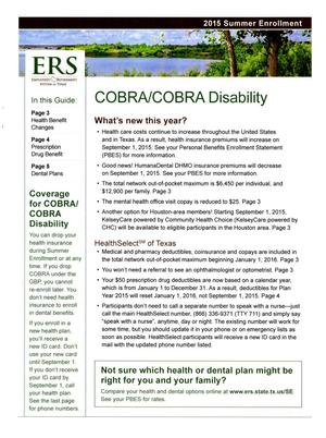 Primary view of object titled '2015 Summer Enrollment: COBRA/COBRA Disability'.