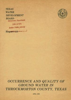 Primary view of object titled 'Occurrence and Quality of Ground Water in Throckmorton County, Texas'.