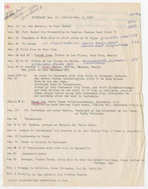 Primary view of object titled '[Itinerary for December 18, 1969 to February 2, 1970]'.