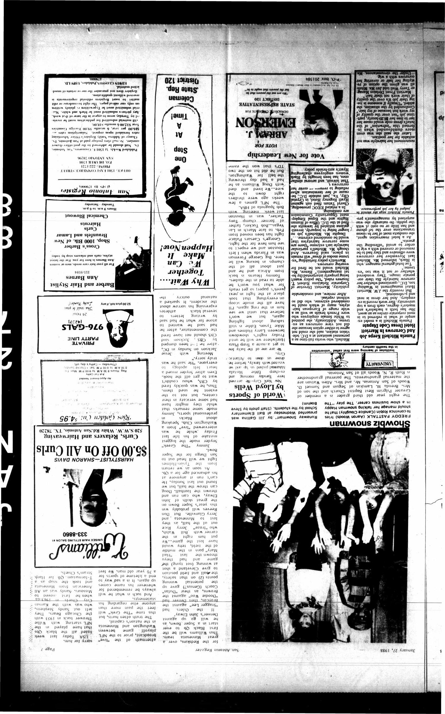 San Antonio Register (San Antonio, Tex.), Vol. 56, No. 40, Ed. 1 Thursday, January 28, 1988
                                                
                                                    [Sequence #]: 7 of 10
                                                