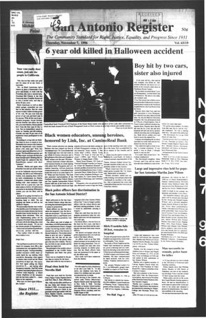 Primary view of object titled 'San Antonio Register (San Antonio, Tex.), Vol. 65, No. 19, Ed. 1 Thursday, November 7, 1996'.