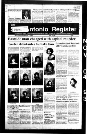 Primary view of object titled 'The San Antonio Register (San Antonio, Tex.), Vol. 62, No. 26, Ed. 1 Thursday, November 4, 1993'.