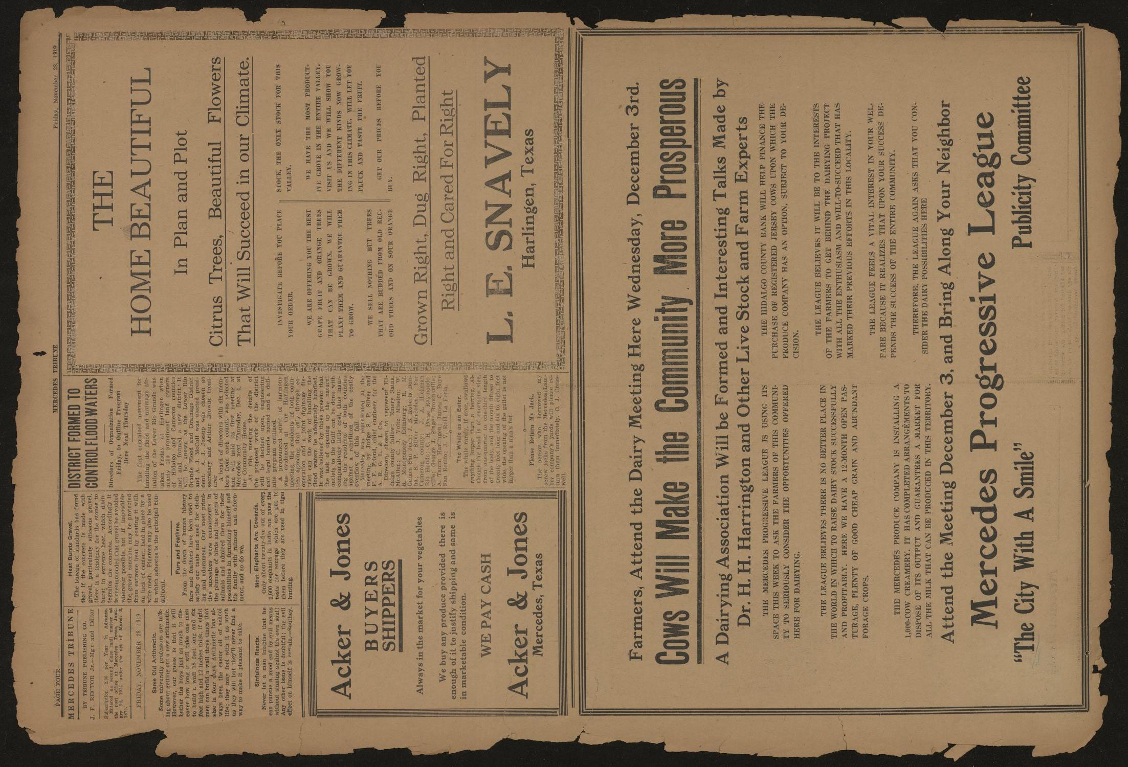 Mercedes Tribune (Mercedes, Tex.), Vol. 6, No. 41, Ed. 1 Friday, November 28, 1919
                                                
                                                    [Sequence #]: 4 of 10
                                                