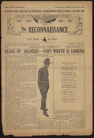Primary view of object titled 'The Reconnaissance (Camp Bowie, Tex.), Vol. 1, No. 6, Ed. 1 Saturday, September 29, 1917'.