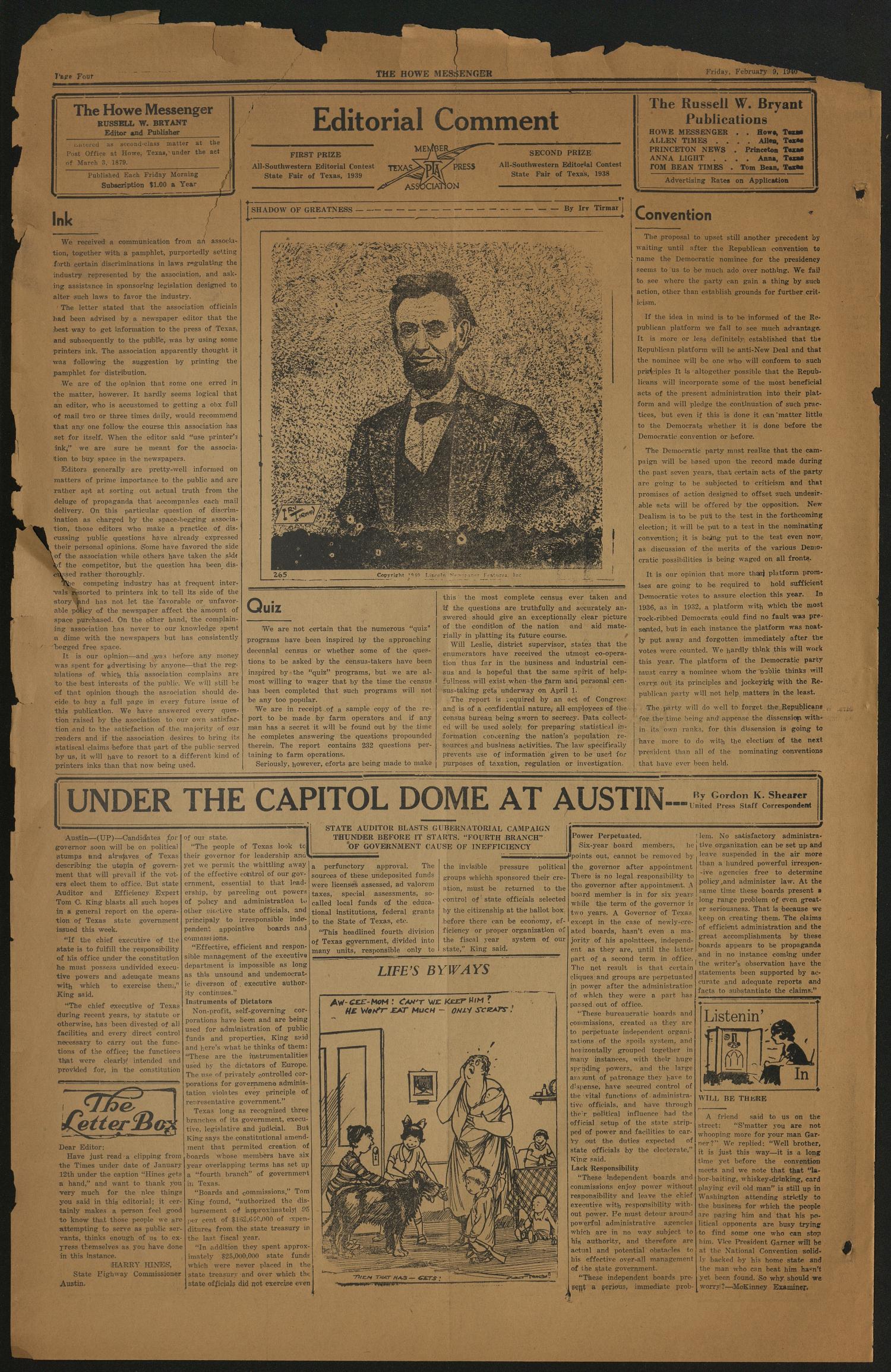 The Howe Messenger (Howe, Tex.), Vol. 17, No. 3, Ed. 1 Friday, February 9, 1940
                                                
                                                    [Sequence #]: 4 of 10
                                                