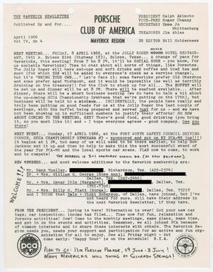 Primary view of object titled 'The Maverick Newsletter, Volume 4, Number 4, April 1966'.