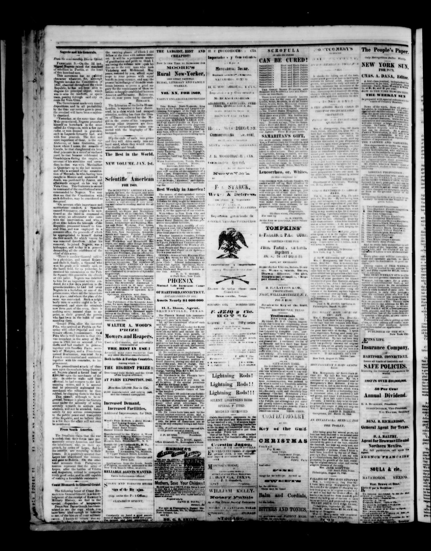 The Daily Ranchero. (Brownsville, Tex.), Vol. 3, No. 280, Ed. 1 Wednesday, March 3, 1869
                                                
                                                    [Sequence #]: 4 of 4
                                                