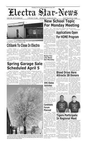 Primary view of object titled 'Electra Star-News (Electra, Tex.), Vol. 107, No. 28, Ed. 1 Thursday, March 20, 2014'.