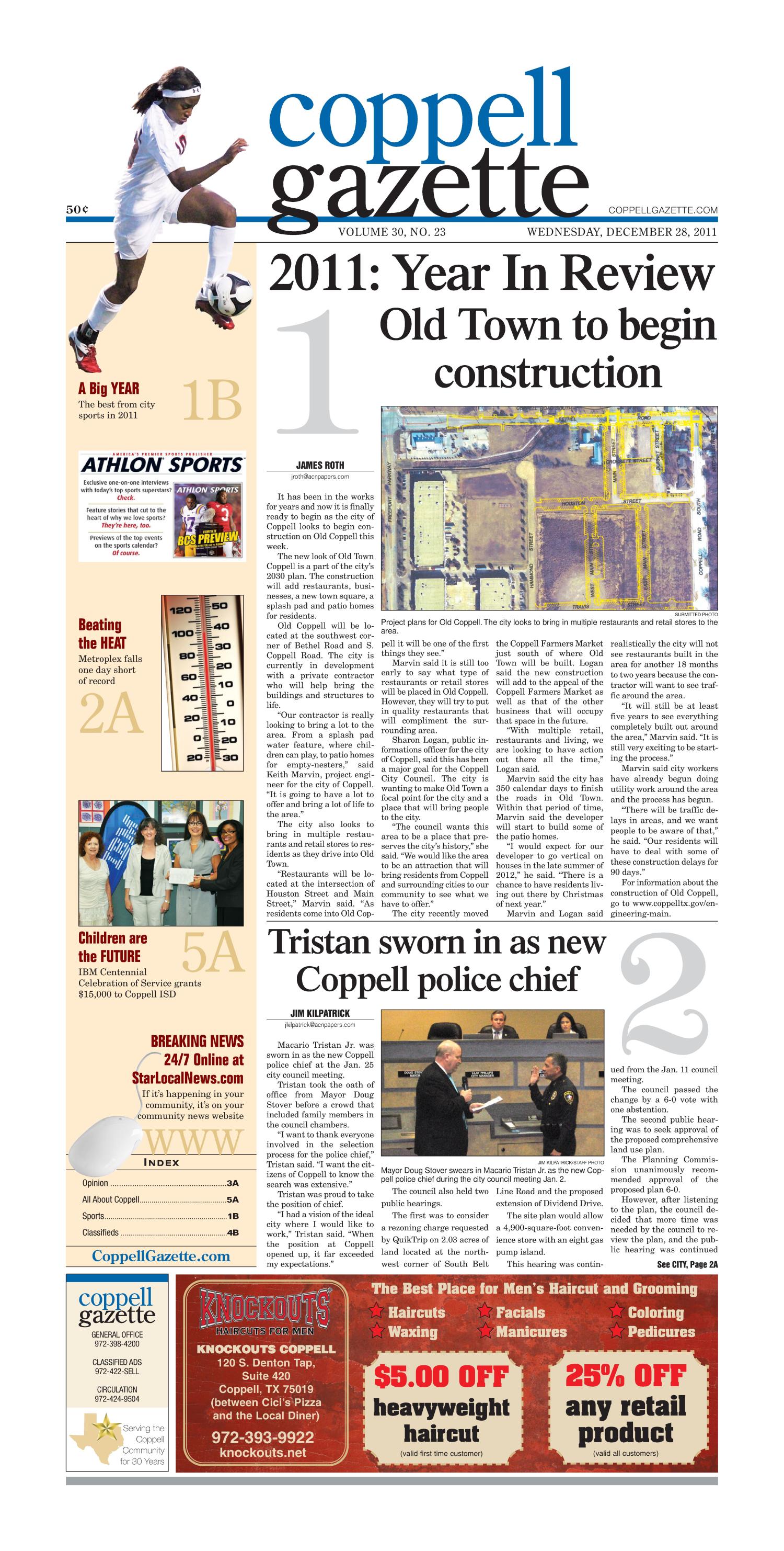 Coppell Gazette (Coppell, Tex.), Vol. 30, No. 23, Ed. 1 Wednesday, December 28, 2011
                                                
                                                    [Sequence #]: 1 of 12
                                                