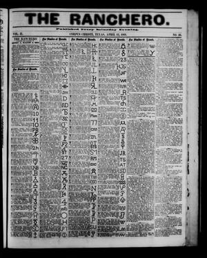 Primary view of object titled 'The Ranchero. (Corpus Christi, Tex.), Vol. 2, No. 26, Ed. 1 Saturday, April 13, 1861'.