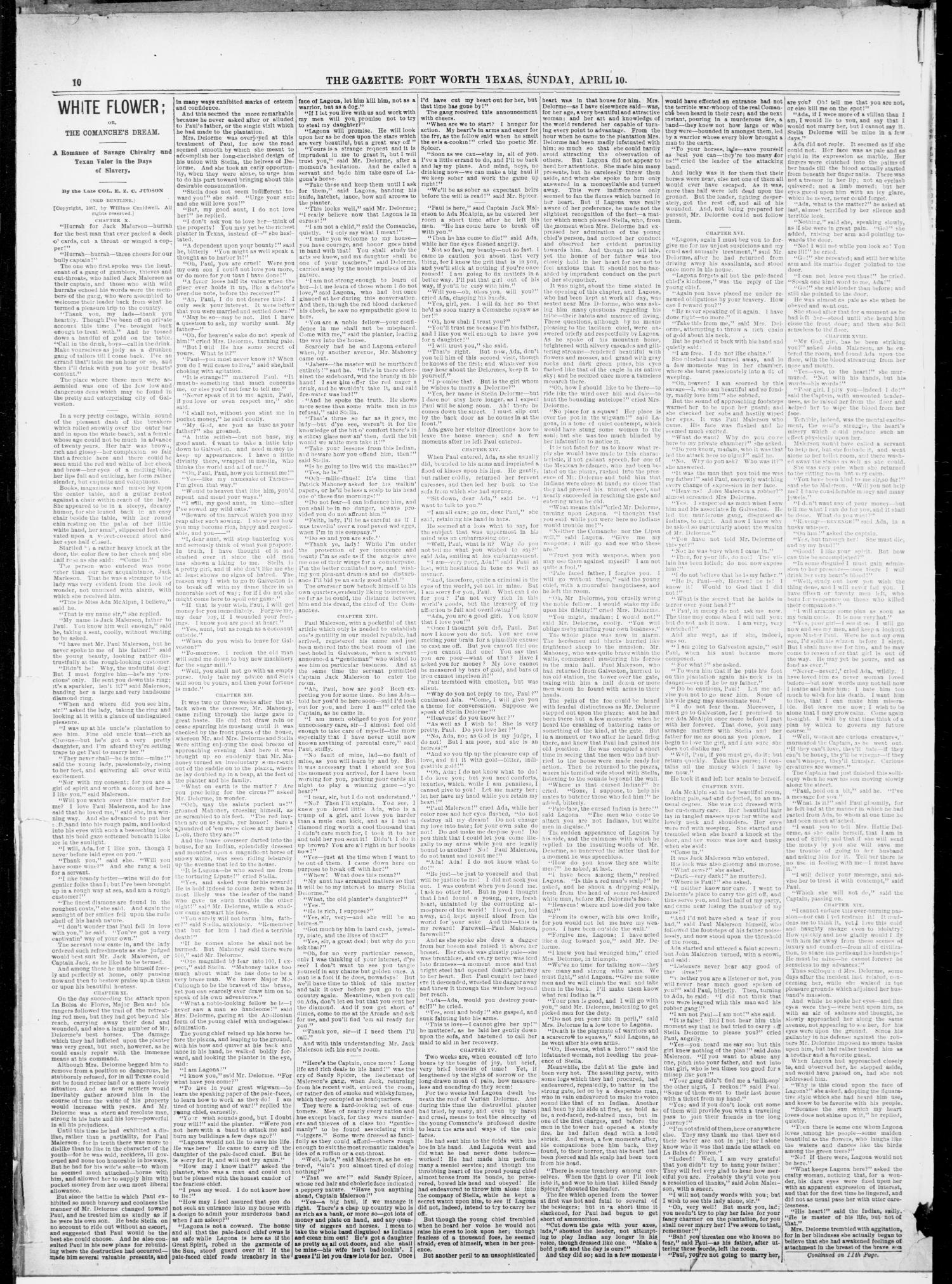 Fort Worth Daily Gazette. (Fort Worth, Tex.), Vol. 12, No. 253, Ed. 1, Sunday, April 10, 1887
                                                
                                                    [Sequence #]: 10 of 12
                                                