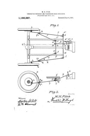 Primary view of object titled 'Combination Emergency and Transmission Brake Mechanism.'.