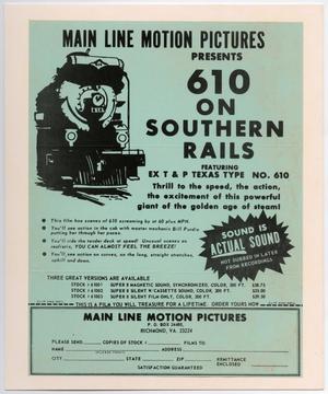 Primary view of object titled '[Main Line Motion Pictures Flyer]'.