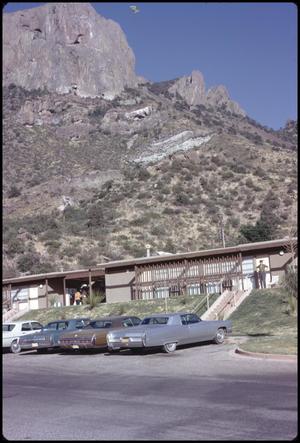 Primary view of object titled '[Adolph Streng Outside Motel]'.