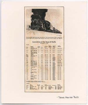 Primary view of object titled '[Texas & Pacific Locomotive Roster]'.