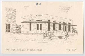 Primary view of object titled '[Postcard with an Illustration of the First State Bank]'.