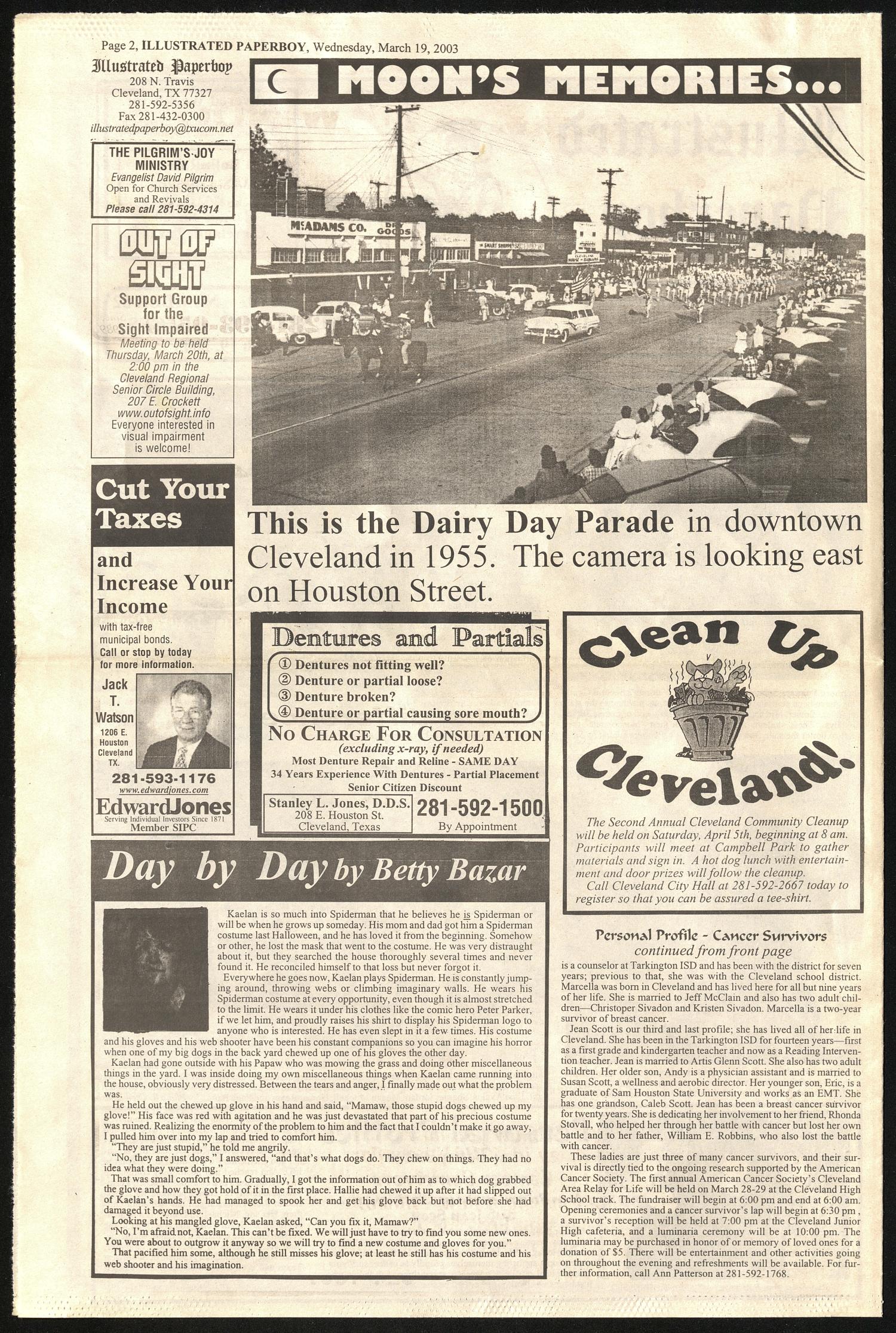 Illustrated Paperboy (Cleveland, Tex.), Vol. 10, No. 52, Ed. 1 Wednesday, March 19, 2003
                                                
                                                    [Sequence #]: 2 of 8
                                                