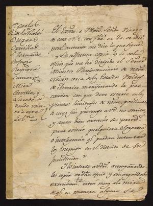 Primary view of object titled '[Warning from Manuel de Iturbe to Spanish Officials]'.