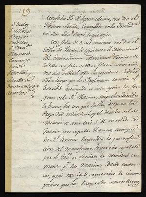 Primary view of [Announcement from Manuel de Iturbe with a Declaration of War]