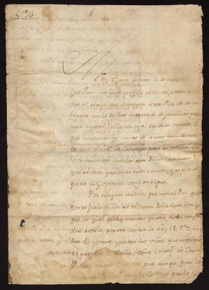 Primary view of object titled '[Letter from Vicente Gonzalez de Santienes to Captain Tomás Sánchez, March 30, 1771]'.