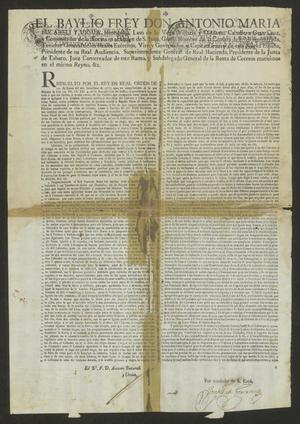 Primary view of object titled '[Decree from Viceroy Don Antonio María Bucareli y Ursúa]'.