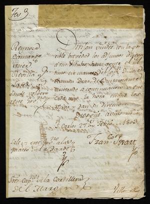Primary view of [Letter from Francisco Yxart to Spanish Officials, February 27, 1803]
