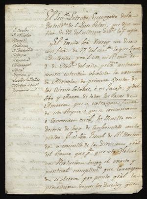 Primary view of object titled '[Message from Manuel de Iturbe and the Intendant of San Luis Potosí]'.
