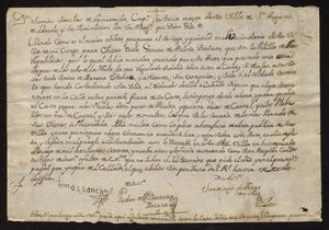Primary view of [Decree from Captain Tomás Sánchez de la Barrera y Gallardo]