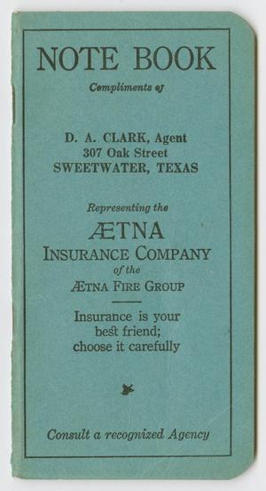 Primary view of object titled '[Insurance Agent's Note Book]'.