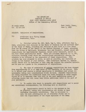 Primary view of object titled '[Letter from John S. Chambers to the Sweetwater Army Flying School, June 5, 1942 #2]'.