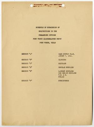 Primary view of object titled '[Schedule of Submission of Requisitions to the Commanding Officer, Fort Worth Quartermaster Depot #1]'.