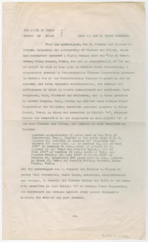 Primary view of object titled '[Partnership Between Plosser and Prince and Defense Plant Corporation - Unsigned Copy]'.
