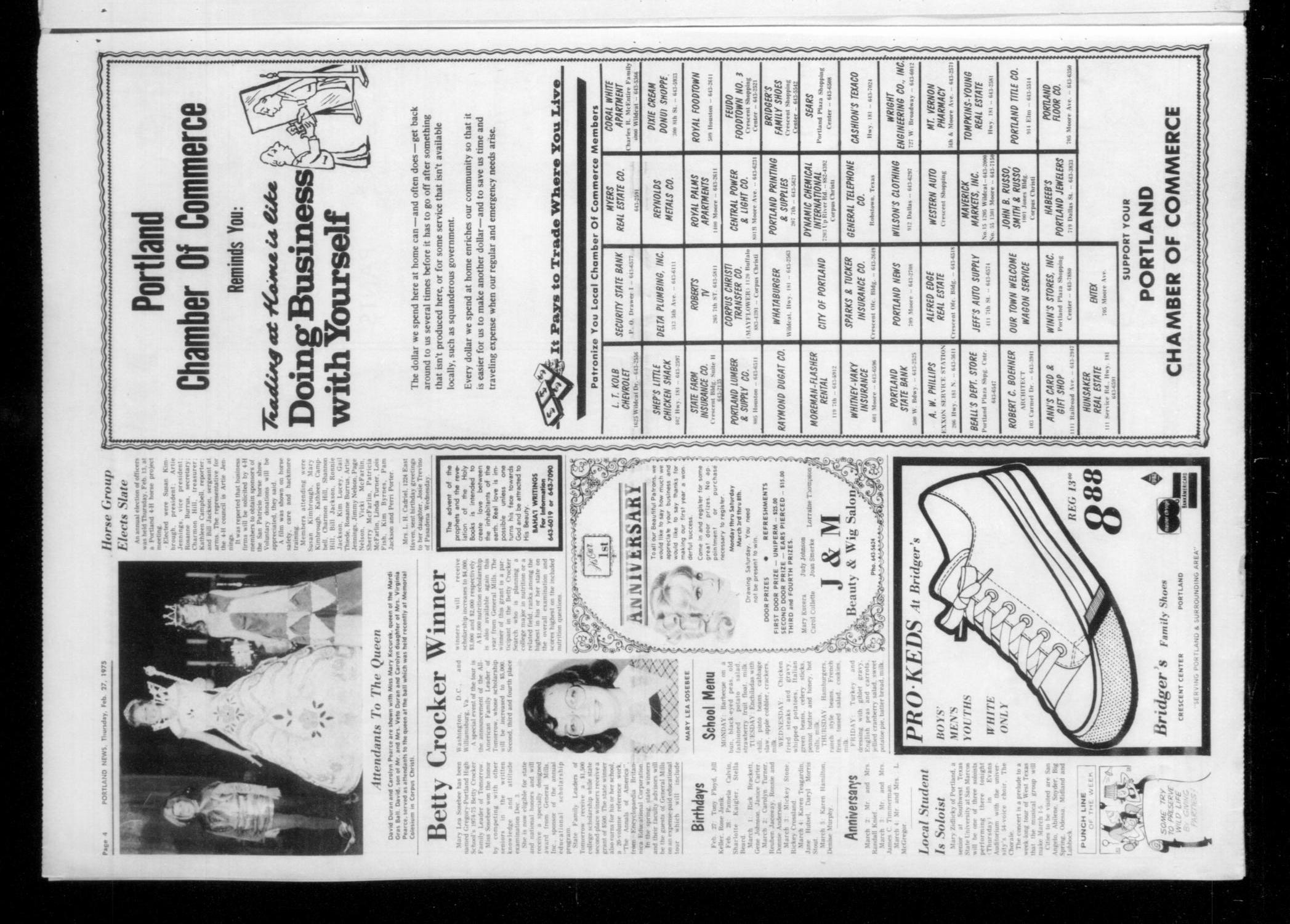 Portland News (Portland, Tex.), Vol. 10, No. 9, Ed. 1 Thursday, February 27, 1975
                                                
                                                    [Sequence #]: 4 of 12
                                                