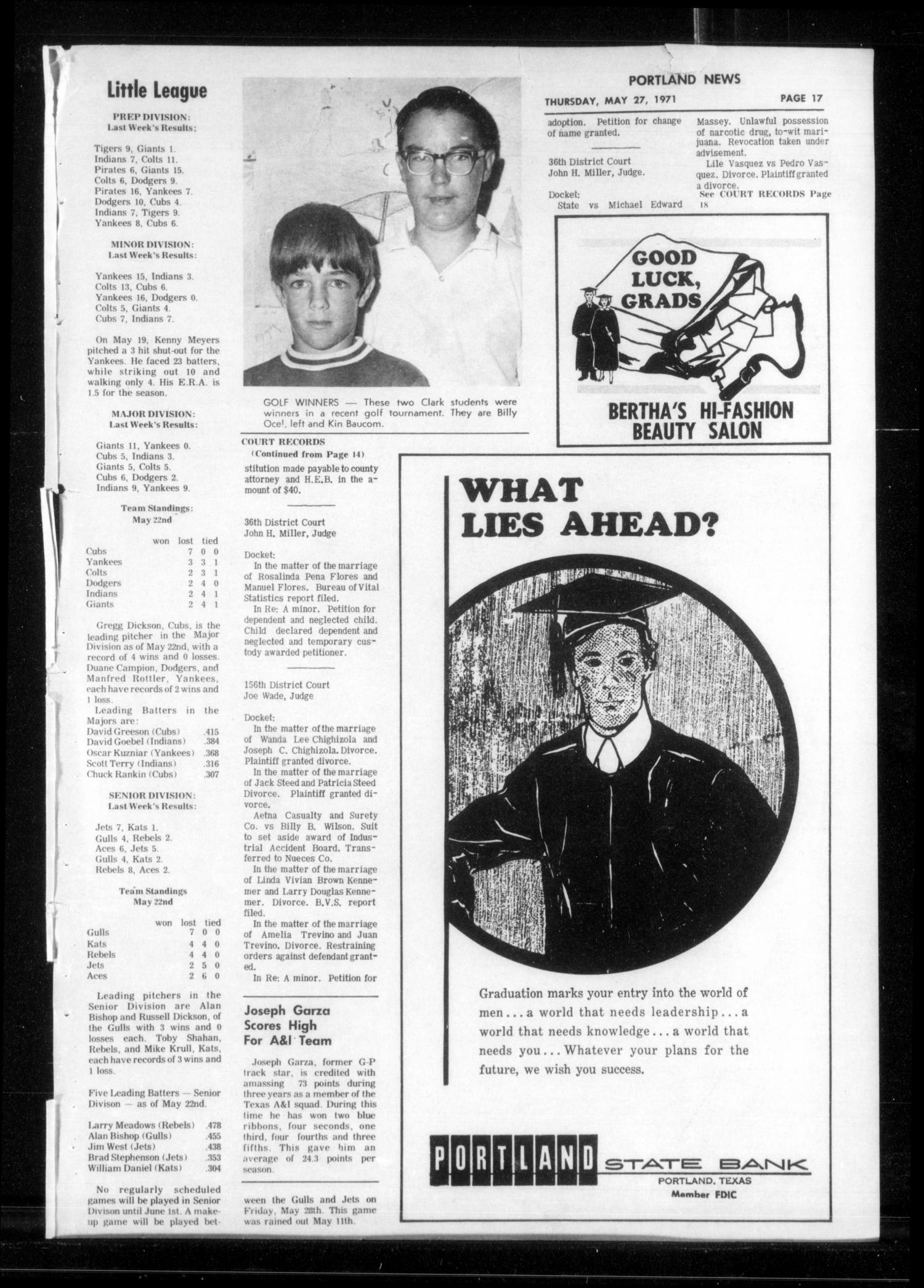 Portland News (Portland, Tex.), Vol. 6, No. 31, Ed. 1 Thursday, May 27, 1971
                                                
                                                    [Sequence #]: 17 of 20
                                                