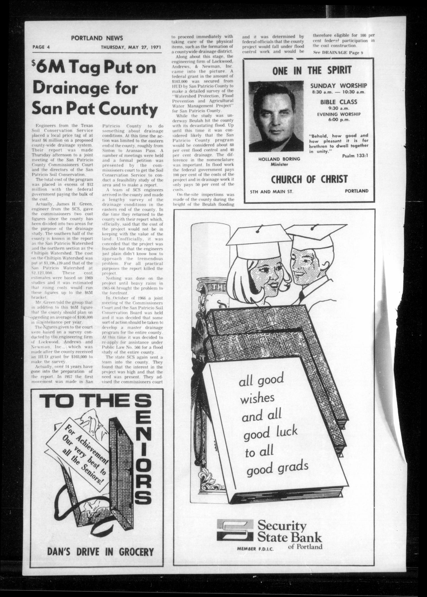 Portland News (Portland, Tex.), Vol. 6, No. 31, Ed. 1 Thursday, May 27, 1971
                                                
                                                    [Sequence #]: 4 of 20
                                                