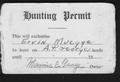 Primary view of [Hunting Permit issued to Ervin Muegge by Mrs. A.P. George]