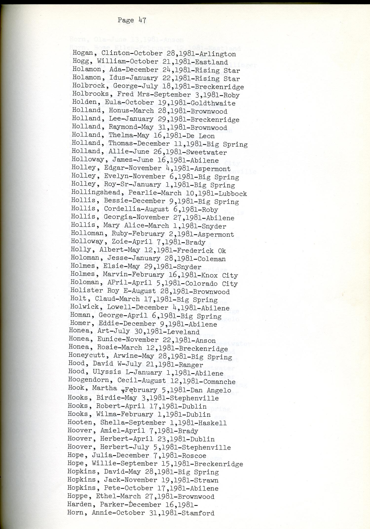 Big County Obituaries: 1981
                                                
                                                    47
                                                