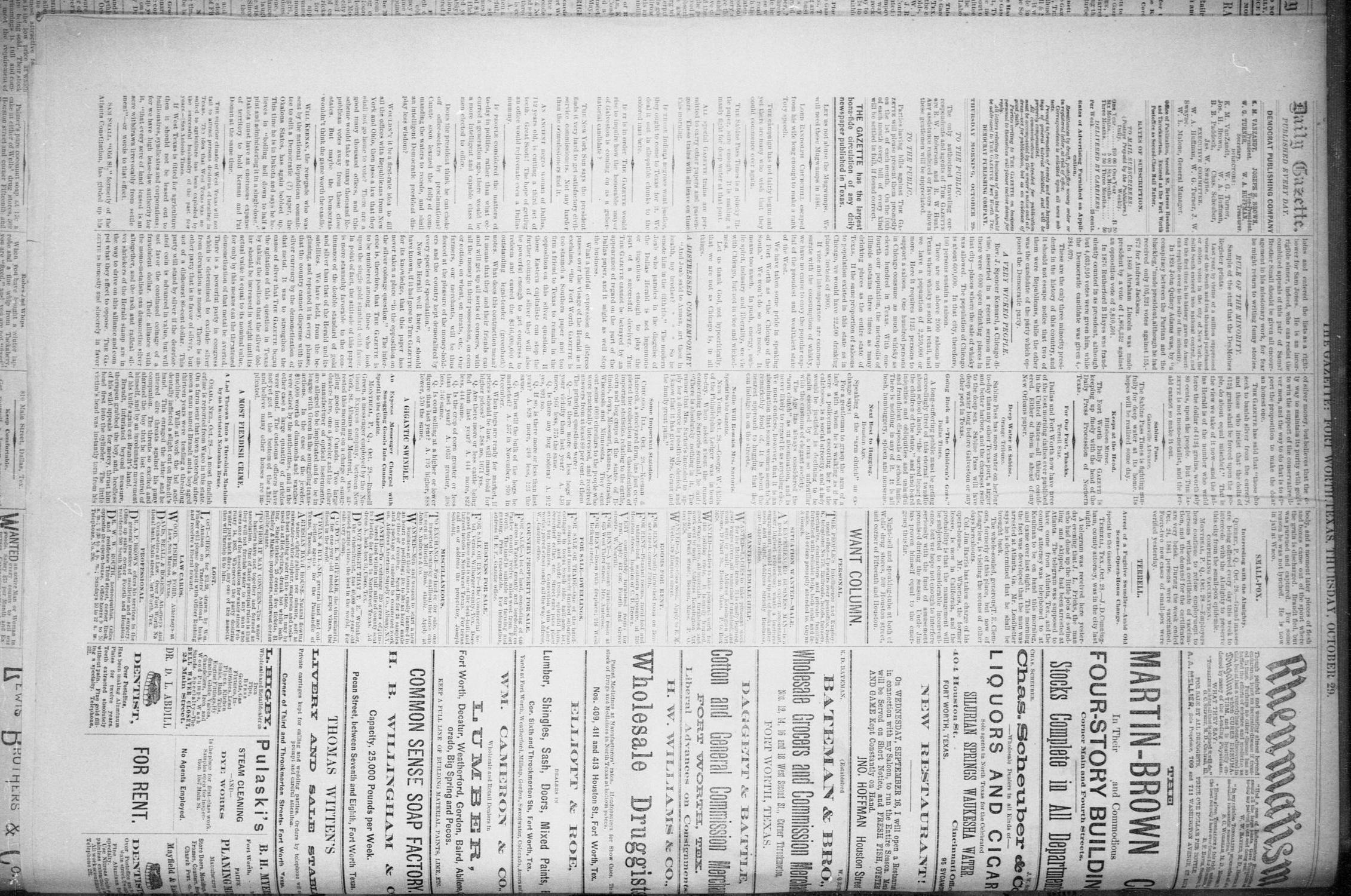 Fort Worth Daily Gazette. (Fort Worth, Tex.), Vol. 11, No. 92, Ed. 1, Thursday, October 29, 1885
                                                
                                                    [Sequence #]: 2 of 8
                                                