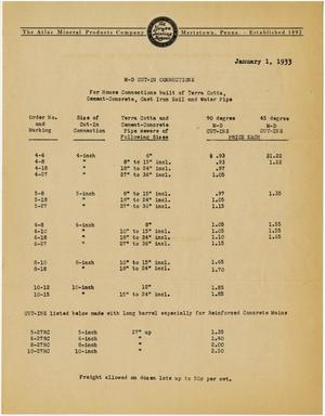 Primary view of object titled '[M-D Cut-In Connections Price List, 1933]'.