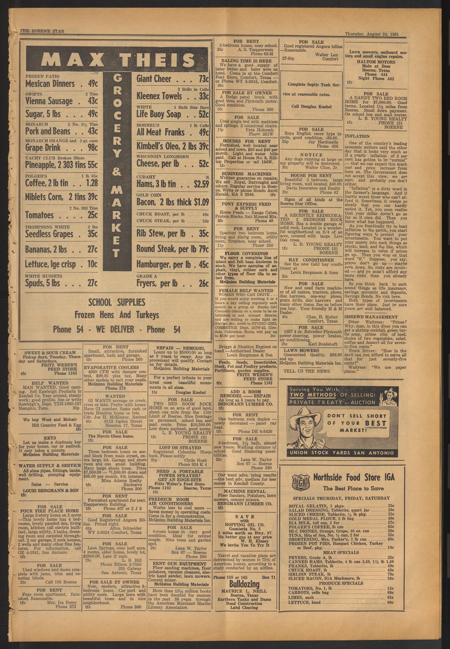 The Boerne Star (Boerne, Tex.), Vol. 56, No. 38, Ed. 1 Thursday, August 24, 1961
                                                
                                                    [Sequence #]: 7 of 8
                                                