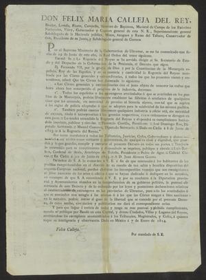 Primary view of object titled '[Printed Laws from Viceroy Felix Calleja]'.