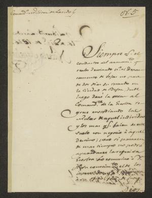Primary view of object titled '[Letter from Nicasio Sánchez to Rafael López de Oropeza, December 16, 1826]'.