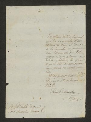 Primary view of [Two Letters from the Governor of Tamaulipas to the Laredo Alcalde, January 27, 1823]