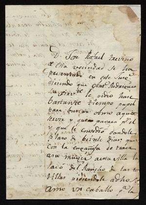 Primary view of [Message from José Antonio Benites to a Laredo Alcalde, October 16, 1818]