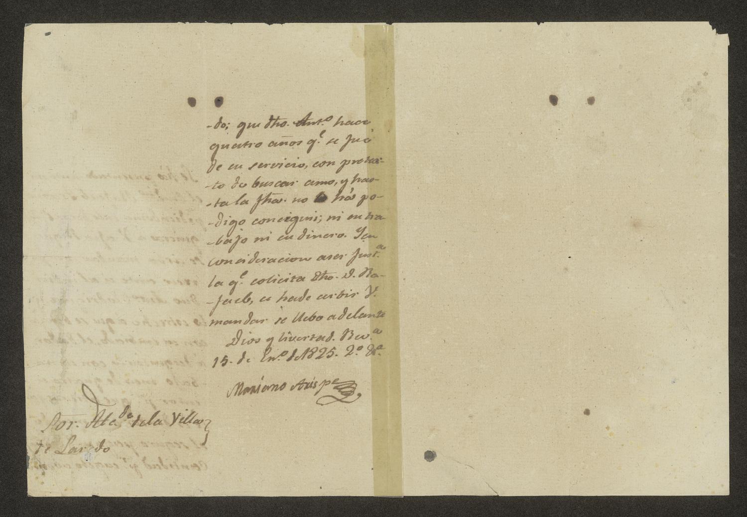 [Letter from Mariano Arispe to the Laredo Alcalde, January 15, 1825]
                                                
                                                    [Sequence #]: 2 of 3
                                                
