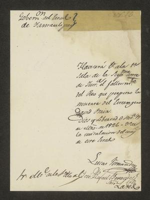 Primary view of [Letter from Lucas Fernández to the Alcalde in Laredo, March 17, 1826]