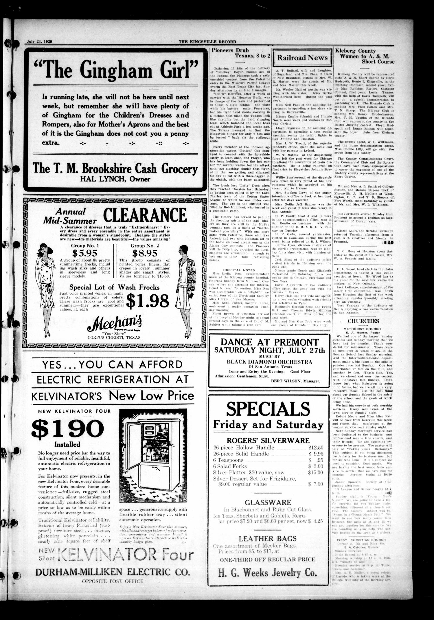 The Kingsville Record (Kingsville, Tex.), Vol. 22, No. 49, Ed. 1 Wednesday, July 24, 1929
                                                
                                                    [Sequence #]: 3 of 14
                                                