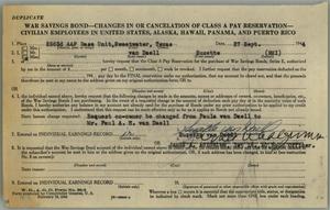 Primary view of object titled '[War Savings Bond Change Request Form]'.